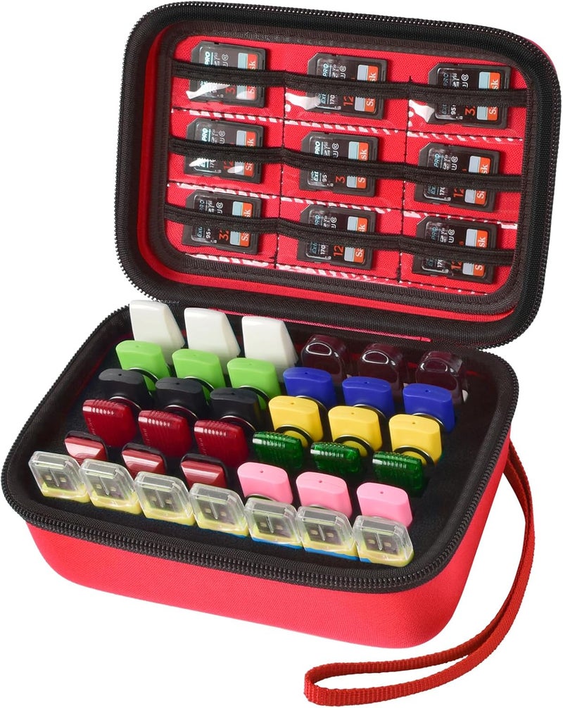 ALKOO USB Flash Drive Case, SD Card & Memory Stick & Thumb Drives Pouch for SanDisk, for Samsung, Hard Shell Protective Storage Organizer - for IT Admins, Photographers & Film Crews - Box Only- (Red) - Image 1